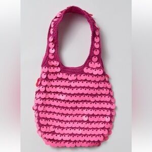🆕Urban Outfitters- Sequin Hobo Bag, Hot Pink, NWT